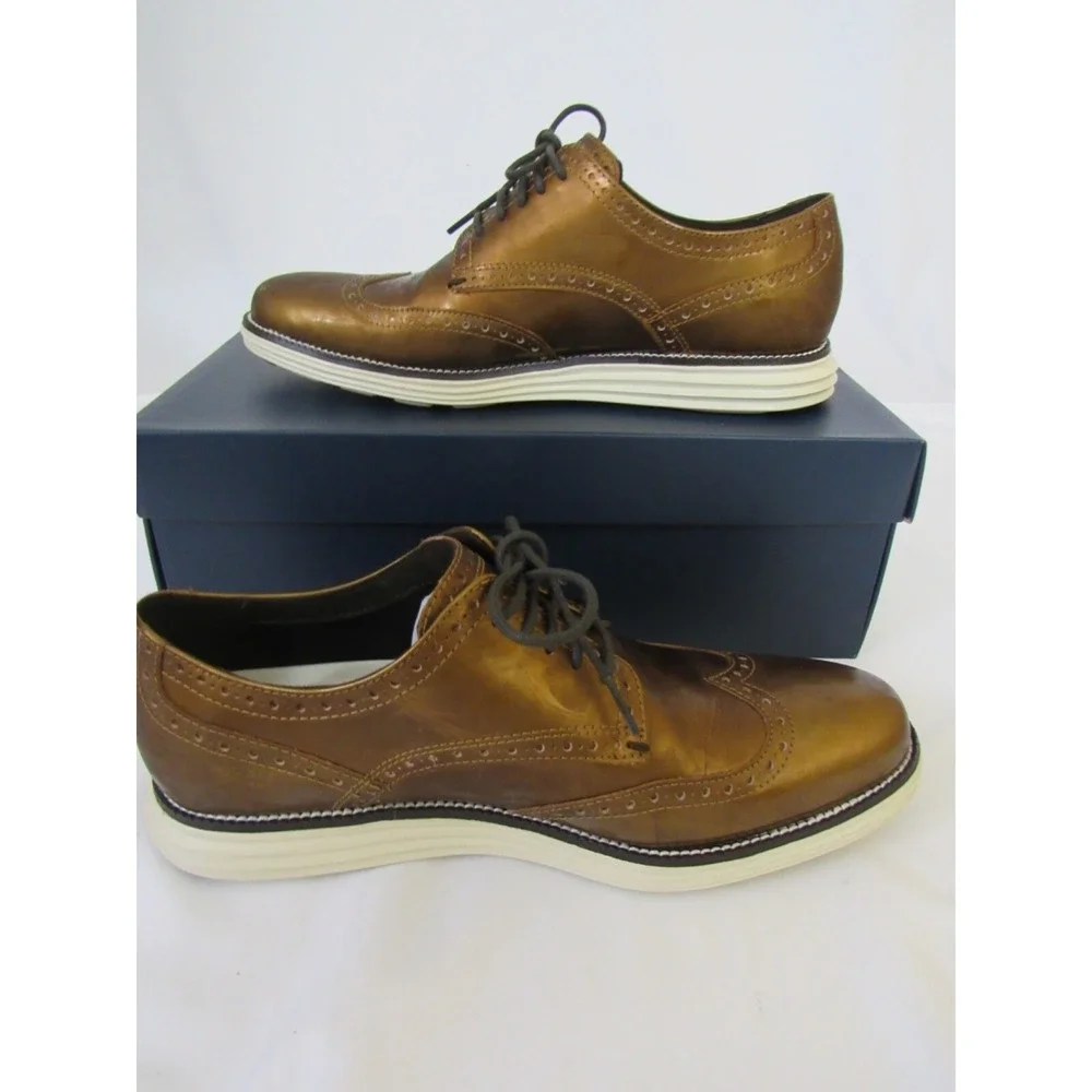 Cole‎ Haan Copper Ivory Wingtip Sz 8.5 M  Leather Lace Up Grand Os $132